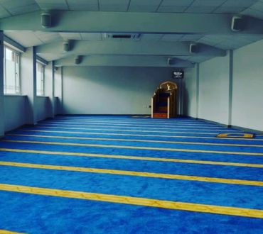 Dark blue carpets in Mosque